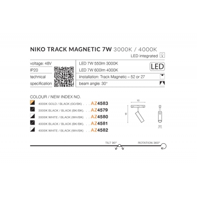 kinkiecik.pl Niko Track Magnetic 4000K (white/black) AZ4582 AZZARDO