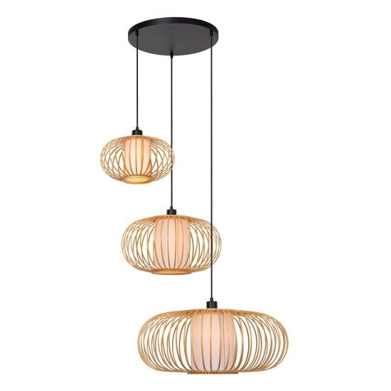 THULINE - Lampa wisząca - 3xE27 - Light Wood Look - Essential 05457/13/72 LUCIDE