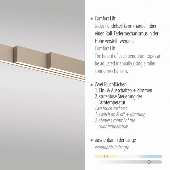 Lampa wisząca Adriana Comfort Lift Mosiądz 2598-97 Paul Neuhaus - zdjęcie dodatkowe 3