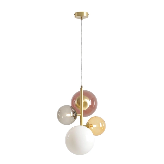 Mosiężna lampa wisząca z kolorowymi kloszami BLOOM 4 MULTICOLOUR 1111L40 Aldex - zdjęcie produktu
