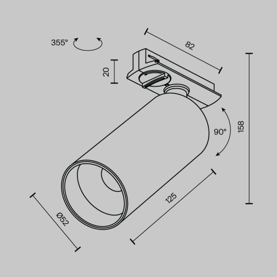 Lampa szynowa Focus Led Unity 3000K 12W 50° TR021-1-12W3K-W-BBS Maytoni - zdjęcie dodatkowe 9