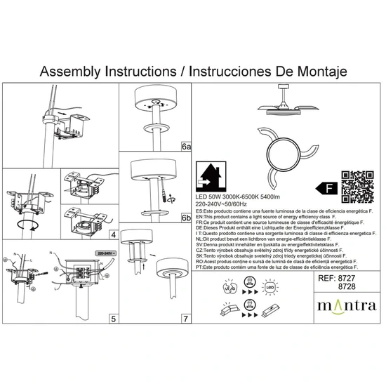 Wentylator sufitowy LED Mantra Rafaga 8728A - zdjęcie dodatkowe 3