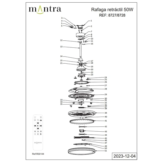 Wentylator sufitowy LED Mantra Rafaga 8728A - zdjęcie dodatkowe 6
