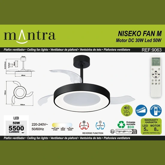Wentylator sufitowy Mantra Niseko Fan M 9063MA - zdjęcie dodatkowe 7