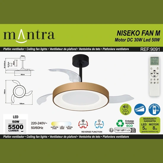 Wentylator sufitowy Mantra Niseko Fan M 9091MA - zdjęcie dodatkowe 7