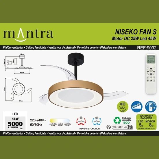 Wentylator sufitowy Mantra Niseko Fan S 9092MA - zdjęcie dodatkowe 7