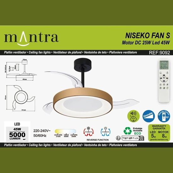 Wentylator sufitowy Mantra Niseko Fan S 9092MA - zdjęcie dodatkowe 8