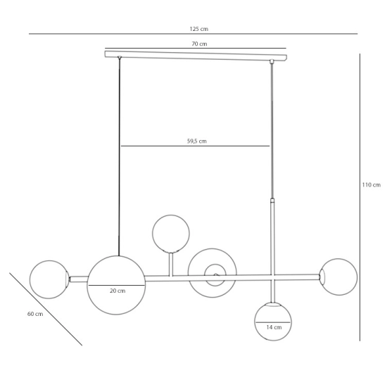 LAMPA WISZĄCA DIONE 6 CZARNY (LISTWA) 1092K1_2 Aldex - zdjęcie dodatkowe 1