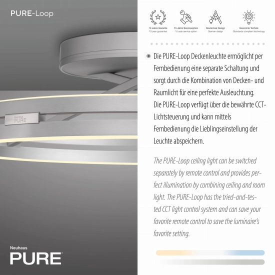 Lampa sufitowa Pure Loop Aluminium 6552-95 Paul Neuhaus - zdjęcie dodatkowe 2