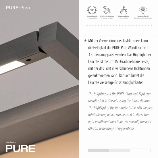 Kinkiet Pure Puro Szary 9113-15 Paul Neuhaus - zdjęcie dodatkowe 2