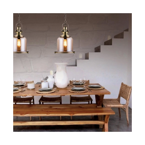 16106 PENDANTGLASS-METAL BRONZE Zambelis Lights