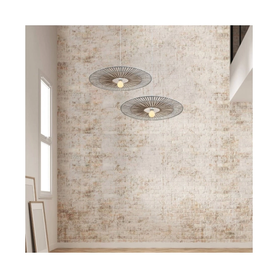 19107 PENDANT LIGHT BAMBOO METAL 1XE27 WHITE Zambelis Lights