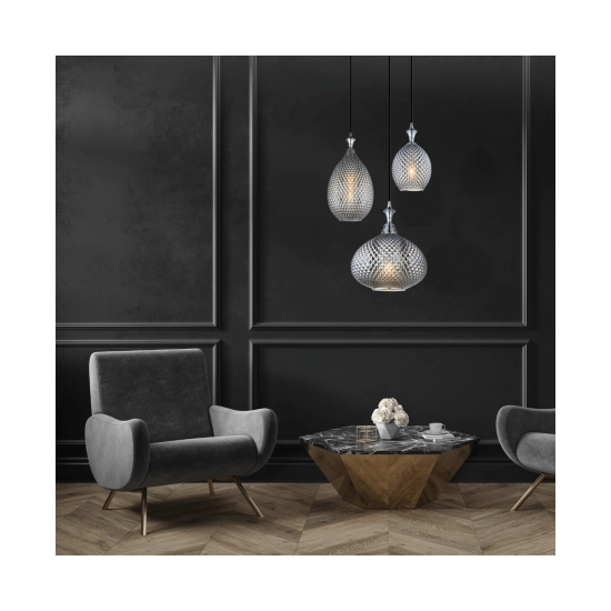 1987 PENDANT LIGHT 1XE27 GLASS SMOKE GRAY Zambelis Lights