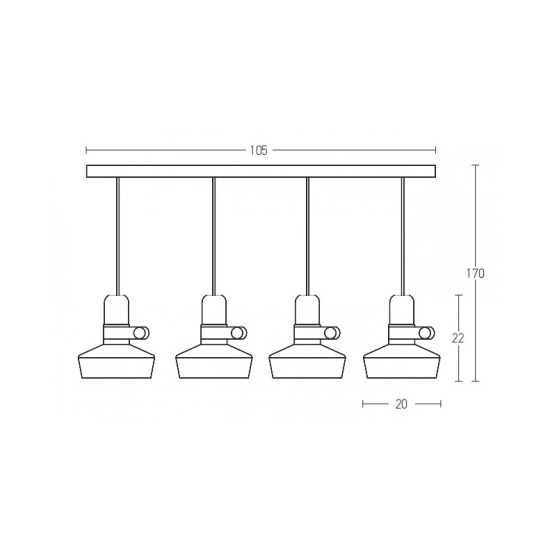 1993-B PENDANT LIGHT 4XE27 MAX 40W BLACK FOR INDOOR USE Zambelis Lights