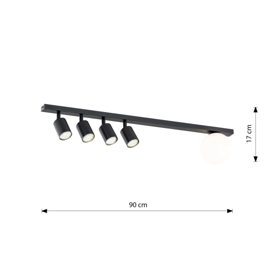 Lampa sufitowa BASTER 5 BLACK 1314/5 EMIBIG Lighting