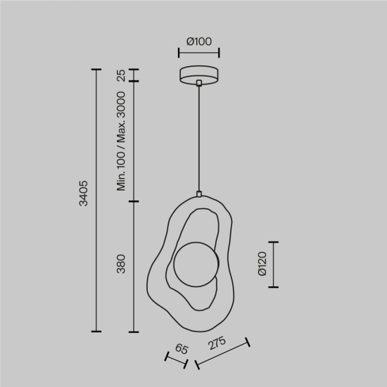 Lampa wisząca Opus MOD380PL-01GR Maytoni - zdjęcie dodatkowe 4