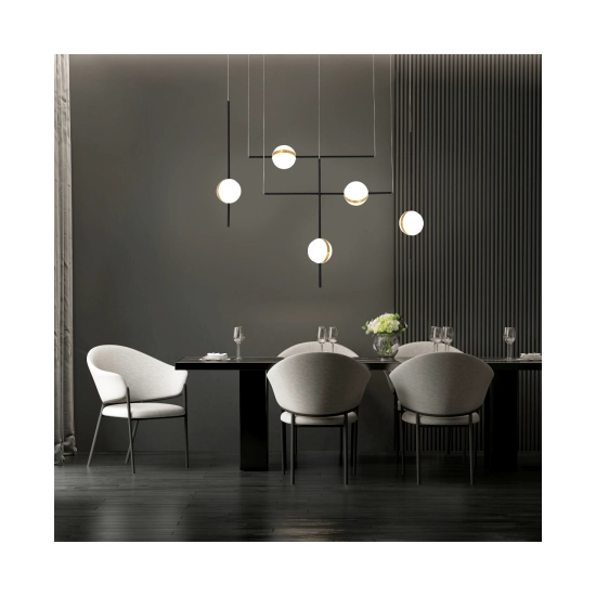 2001 PENDANT LIGHT 37W ALUMINIUM-METAL-ACRYLIC BLACK&GOLD Zambelis Lights