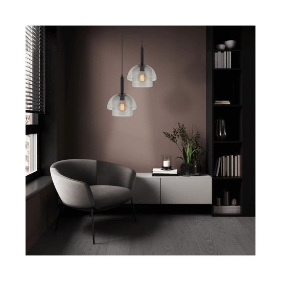 20126 GLASS PENDANT LIGHT E 27 MAX 40W GLASS SMOKY GREY Zambelis Lights