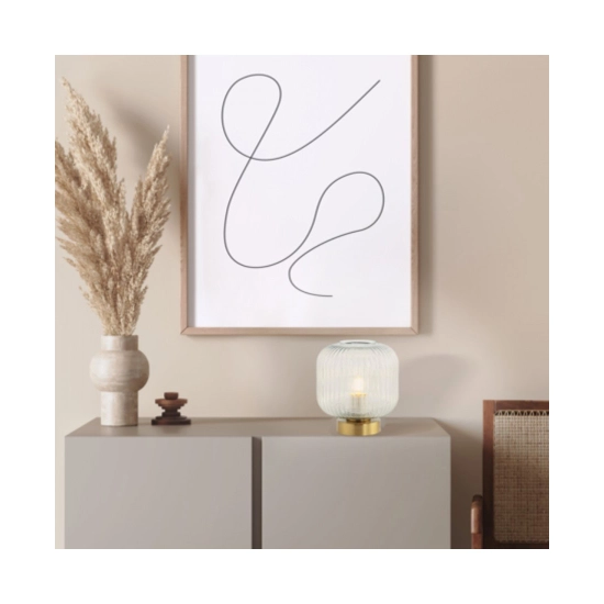 20250 TABLE LAMP E27 MAX 25W TRANSPARENT GLASS BRASS ON/OFF SWITCH Zambelis Lights