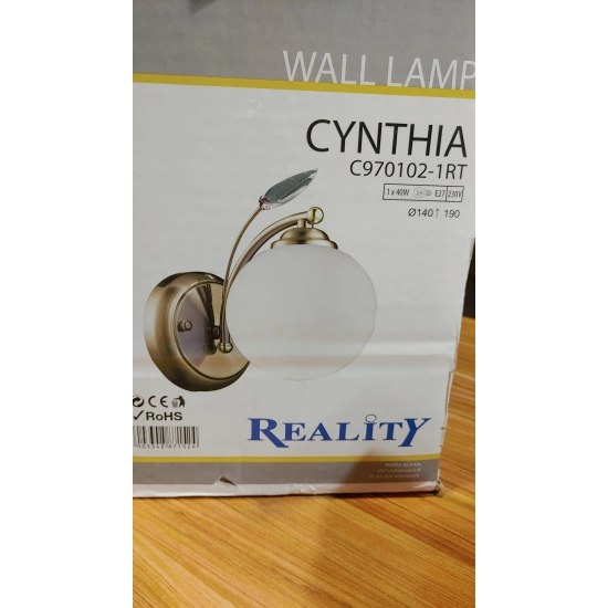 Kinkiet CYNTHIA 1 pł patyna C970102-1RT REALITY - zdjęcie produktu