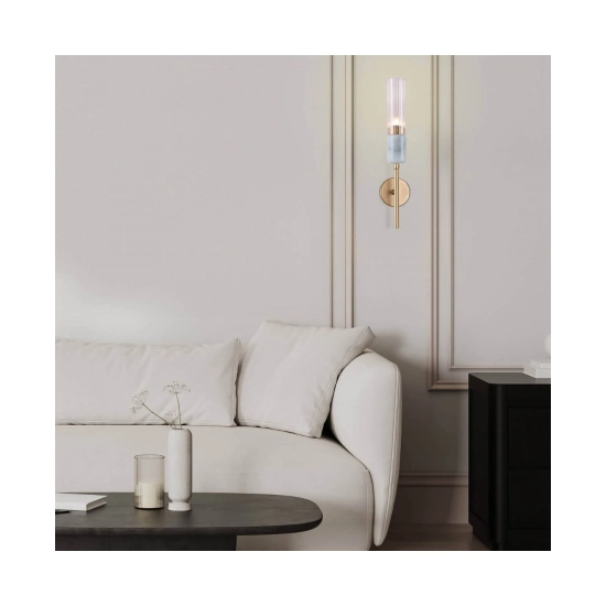 20352 WALL LIGHT 1XG9 MAX 9W MARBLE-GLASS GOLD MATT Zambelis Lights