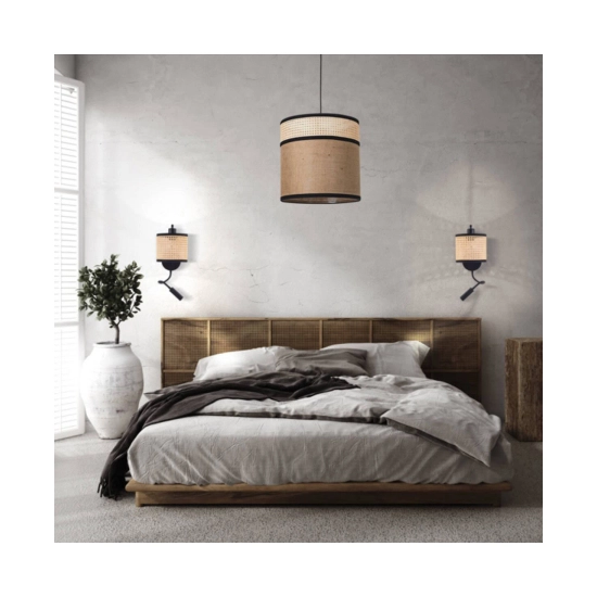 20355 WALL LIGHT 1XE27 MAX 40W WITH STICK 3W 3000K BLACK MATT METAL - NATURAL BUSH Zambelis Lights