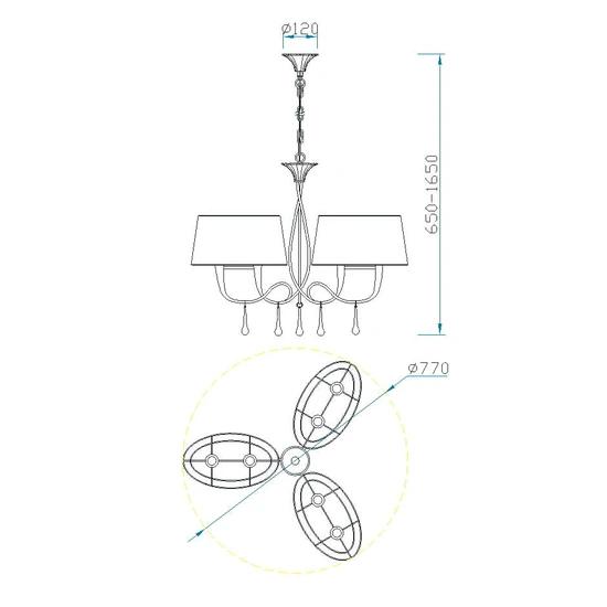 Lampa wisząca Mantra Paola Gold 3540MA - zdjęcie dodatkowe 5