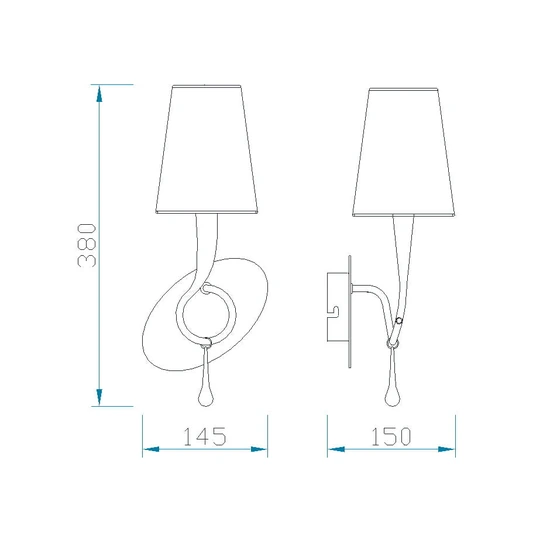 Lampa ścienna Mantra Paola Gold 3548MA - zdjęcie dodatkowe 1