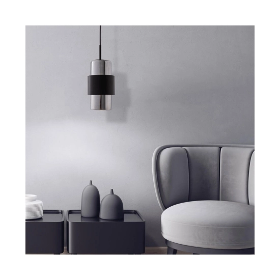 22002 PENDANT LIGHT E27 MAX 40W BLACK MATT CHROME CLASS Zambelis Lights