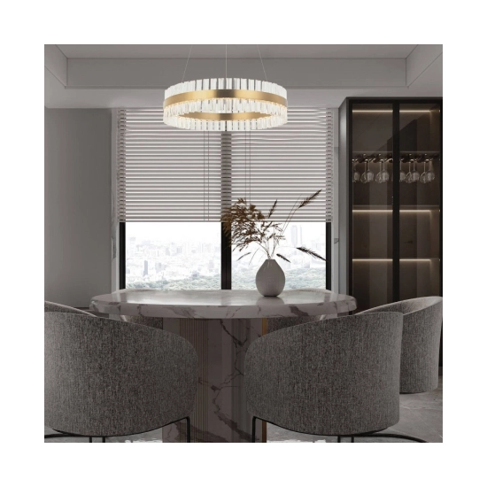 22040 PENDANT LED LIGHT 68W 3000K STAINLESS STEEL-GLASS GOLD MATT Zambelis Lights