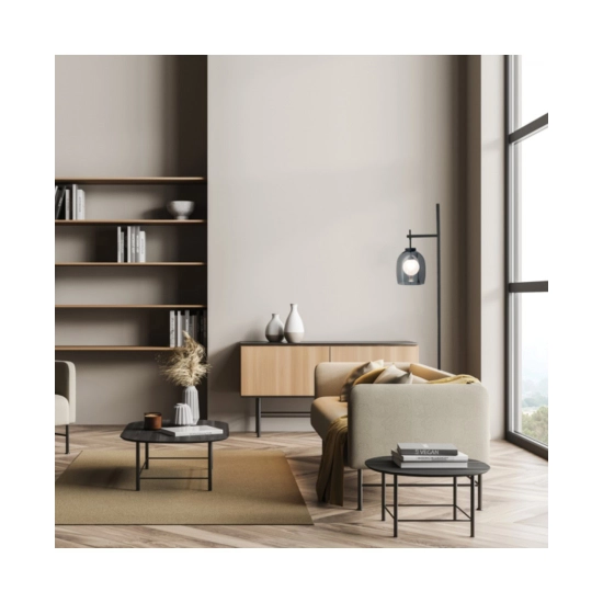 22053 FLOOR LAMP G9 5W MAX BLACK METAL - BLACK MARBLE - SMOKED & OPAL GLASS Zambelis Lights