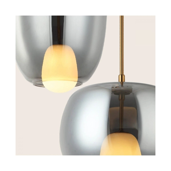 22056 PENDANT LIGHT G9 SMOKE GLASS - GOLD MAT Zambelis Lights