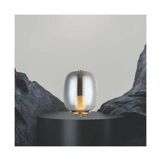 22066 TABLE LAMP 1XG9 SMOKED GLASS - GOLD MAT METAL FOR INTERIOR SPACES Zambelis Lights
