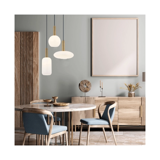 22070 PENDANT LIGHT 1XE27 MAX 40W OPAL - GOLD MATT Zambelis Lights