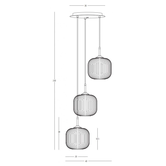22073 PENDANT LIGHT 3XE27 MAX40W GLASS CLEAR-SMOKED-CHAMPAGNE Zambelis Lights