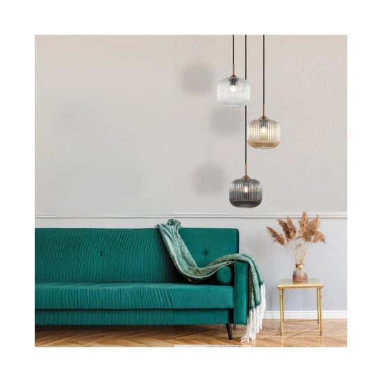 22073 PENDANT LIGHT 3XE27 MAX40W GLASS CLEAR-SMOKED-CHAMPAGNE Zambelis Lights