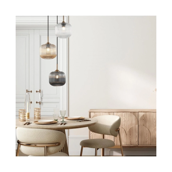 22073 PENDANT LIGHT 3XE27 MAX40W GLASS CLEAR-SMOKED-CHAMPAGNE Zambelis Lights