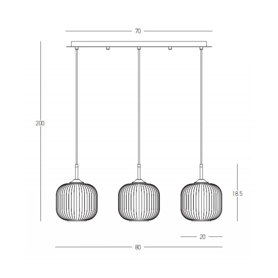 22074 PENDANT LIGHT 3XE27 MAX40W GLASS CLEAR-SMOKE-CHAMPAGNE Zambelis Lights