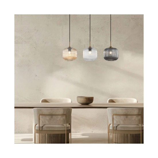 22074 PENDANT LIGHT 3XE27 MAX40W GLASS CLEAR-SMOKE-CHAMPAGNE Zambelis Lights