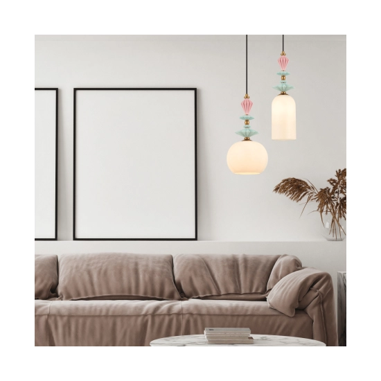 22078 PENDANT LIGHT 1XE27 MAX 40W OPAL WHITE GLASS & CERAMICS Zambelis Lights