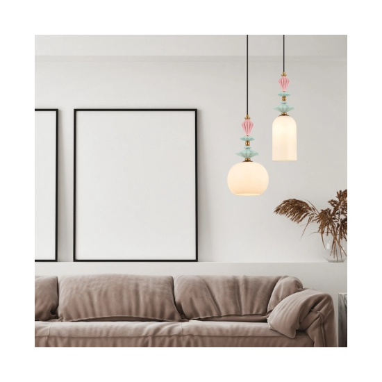 22079 PENDANT LIGHT 1XE27 MAX 40W OPAL WHITE GLASS & CERAMICS Zambelis Lights