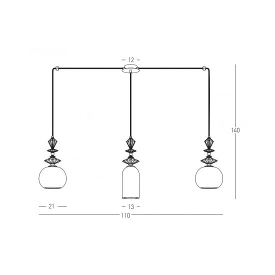 22153 LINE LIGHT 3XE27 METAL/CERAMIC/OPAL GLASS Zambelis Lights