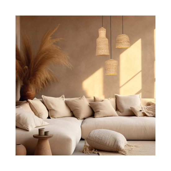 22166 PENDANT LAMP NATURAL BRAIDED WHEAT 1XE27 Zambelis Lights