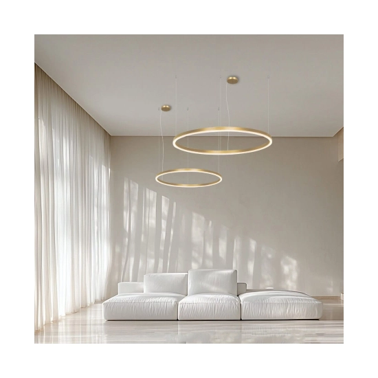 22239 LED PENDANT LIGHT 43W 3000K ALUMINIUM & ACRYLIC GOLD Zambelis Lights