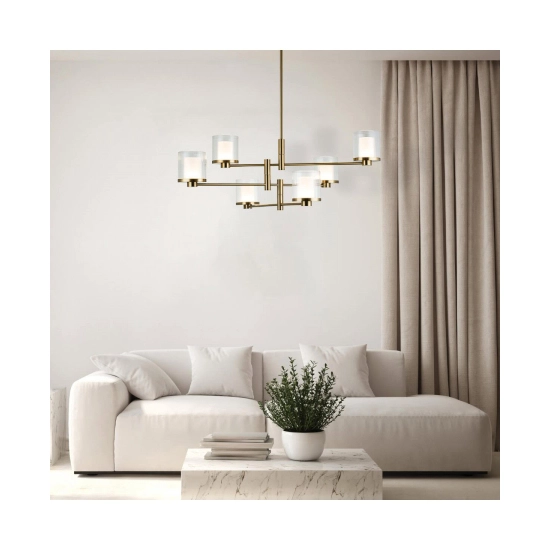 23019 PENDANT LED LIGHT 42W 3000K METAL-GLASS GOLD Zambelis Lights