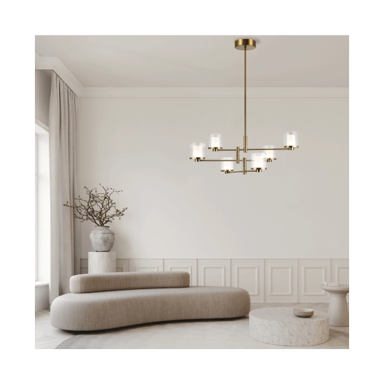23019 PENDANT LED LIGHT 42W 3000K METAL-GLASS GOLD Zambelis Lights