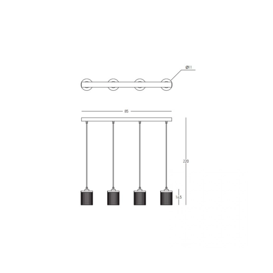 23020 LINE LED LIGHT 29W 3000K METAL-GLASS GOLD Zambelis Lights