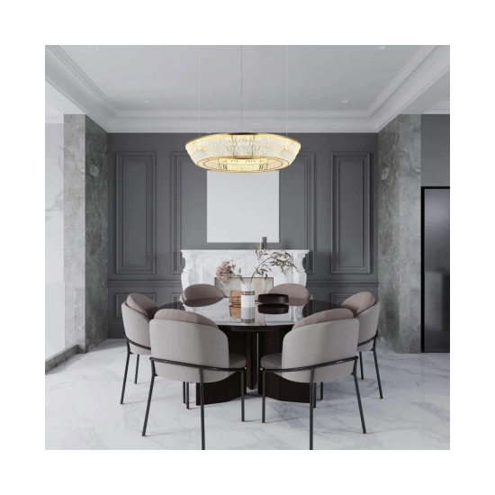 23048 PENDANT LED LIGHT 55W 3000K METAL-CRYSTAL ANTIQUE BRASS Zambelis Lights