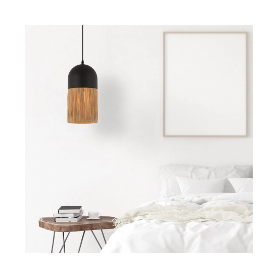 23071 PENDANT LIGHT E27 MAX 11W METAL - PAPER, BLACK - NATURAL Zambelis Lights