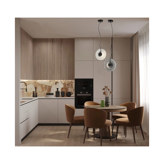 23073 PENDANT LED LIGHT 8W 3000K METAL-GLASS, BLACK-CLEAR GLASS Zambelis Lights